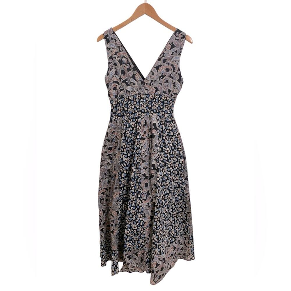 Jane Ashley Women's V-Neck Paisley and Floral Prairie Boho Cottage Maxi Dress MP